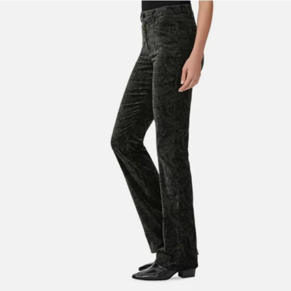 Morris & Co x Paige Naomi Velvet Paisley Bootcut Pants – Dark Forest, 2, NWT